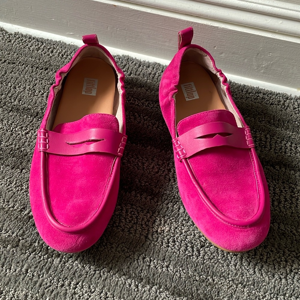 FitFlop Womens ALLEGRO Laceless Loafers in fuchsia size 6.5